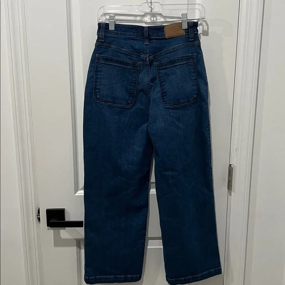 Madewell Dark Blue Emmett Wide-Leg Jeans with Front Patch Pockets Size 27 Petite - Picture 5 of 8